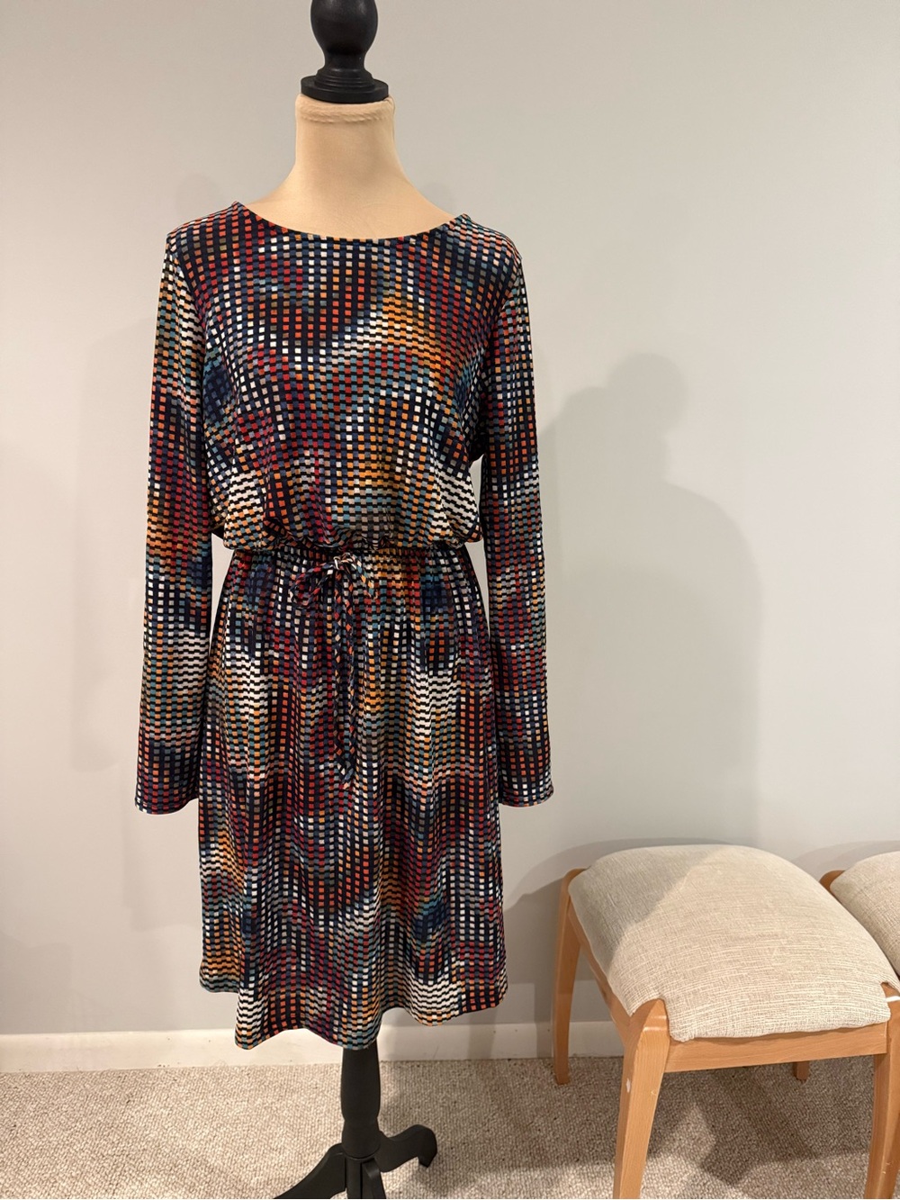 Gilli Multicolor Long-Sleeve Printed Waist-Tie Dress